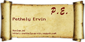 Pethely Ervin névjegykártya